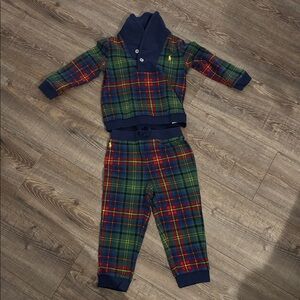 Ralph Lauren Plaid toddler set with Navy Collar